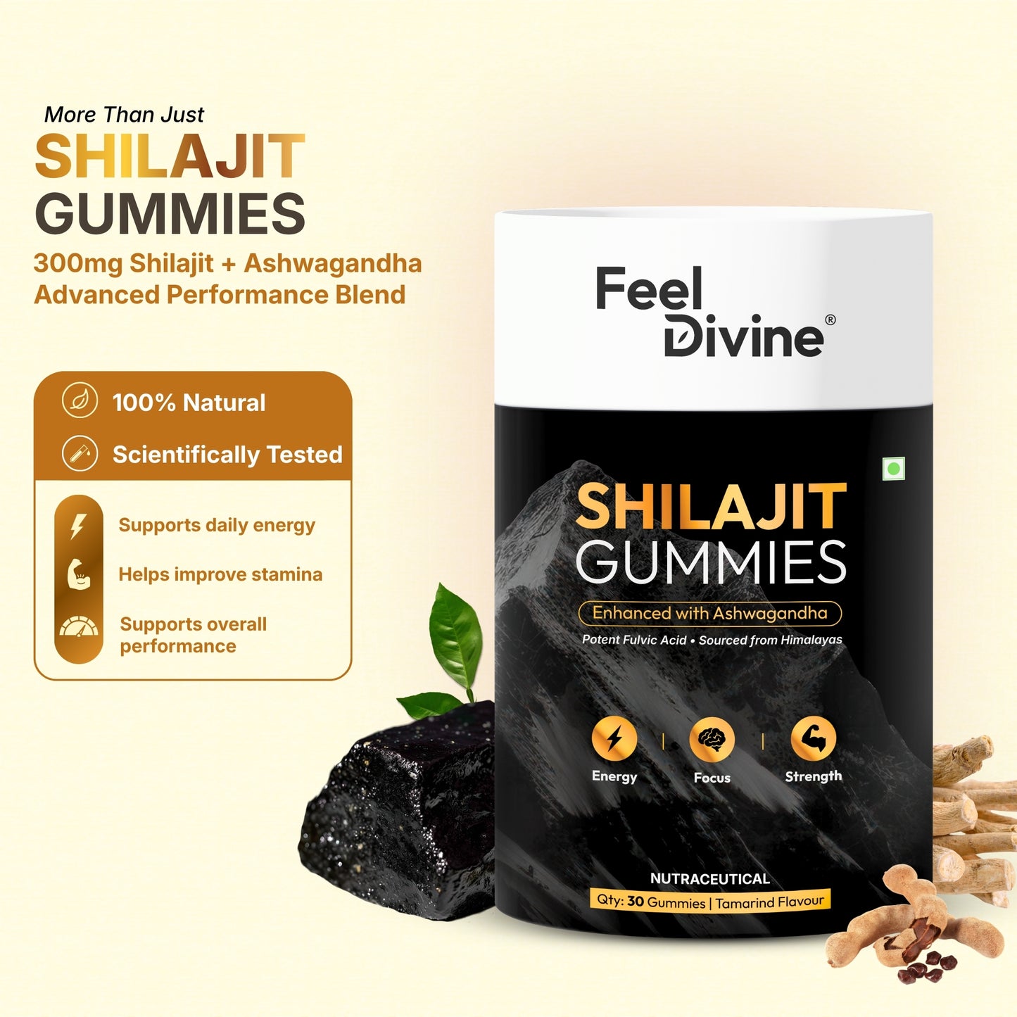 Shilajit Gummies | Energy & Stamina Support | 30,60,90 Gummies
